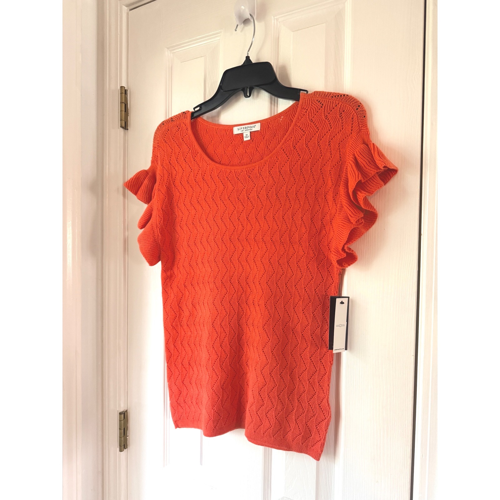 Liverpool Los Angeles Clementine Orange Flutter Sleeve Dolman Sweater Xs — image 3 of 6